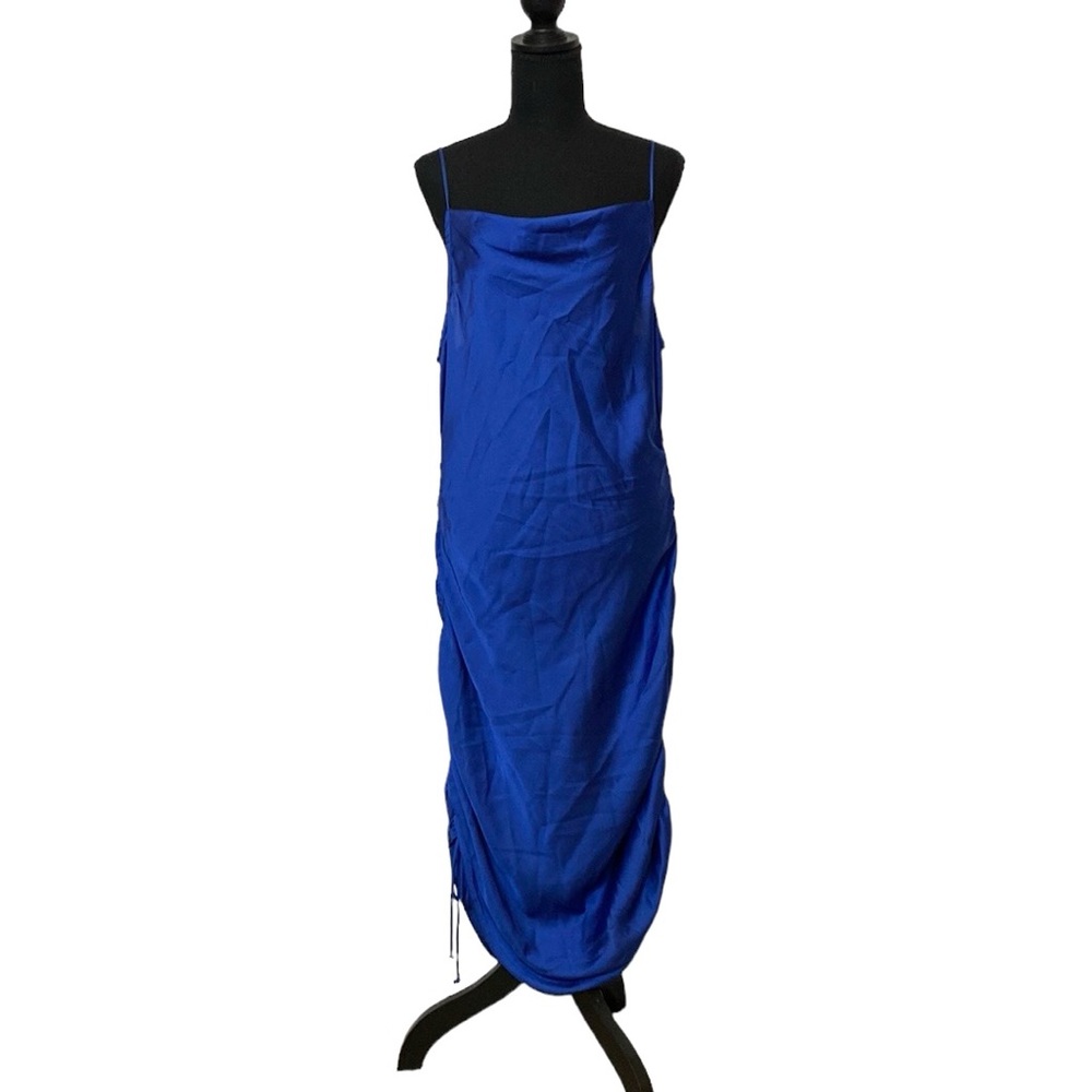 Blue Spaghetti Strap Sheath Cinched Maxi Dress XL